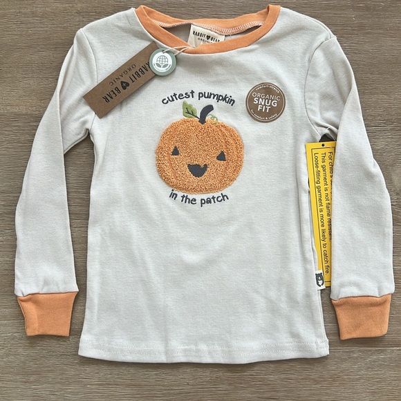 🎃 Rabbit + Bear Toddler Boy Girl Organic Cotton Pajama Set Pumpkin 4T - Picture 5 of 7